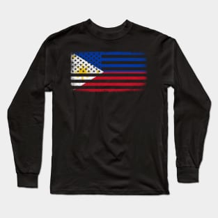 Philippine Flag Color in American Flag Shape Vintage Long Sleeve T-Shirt
